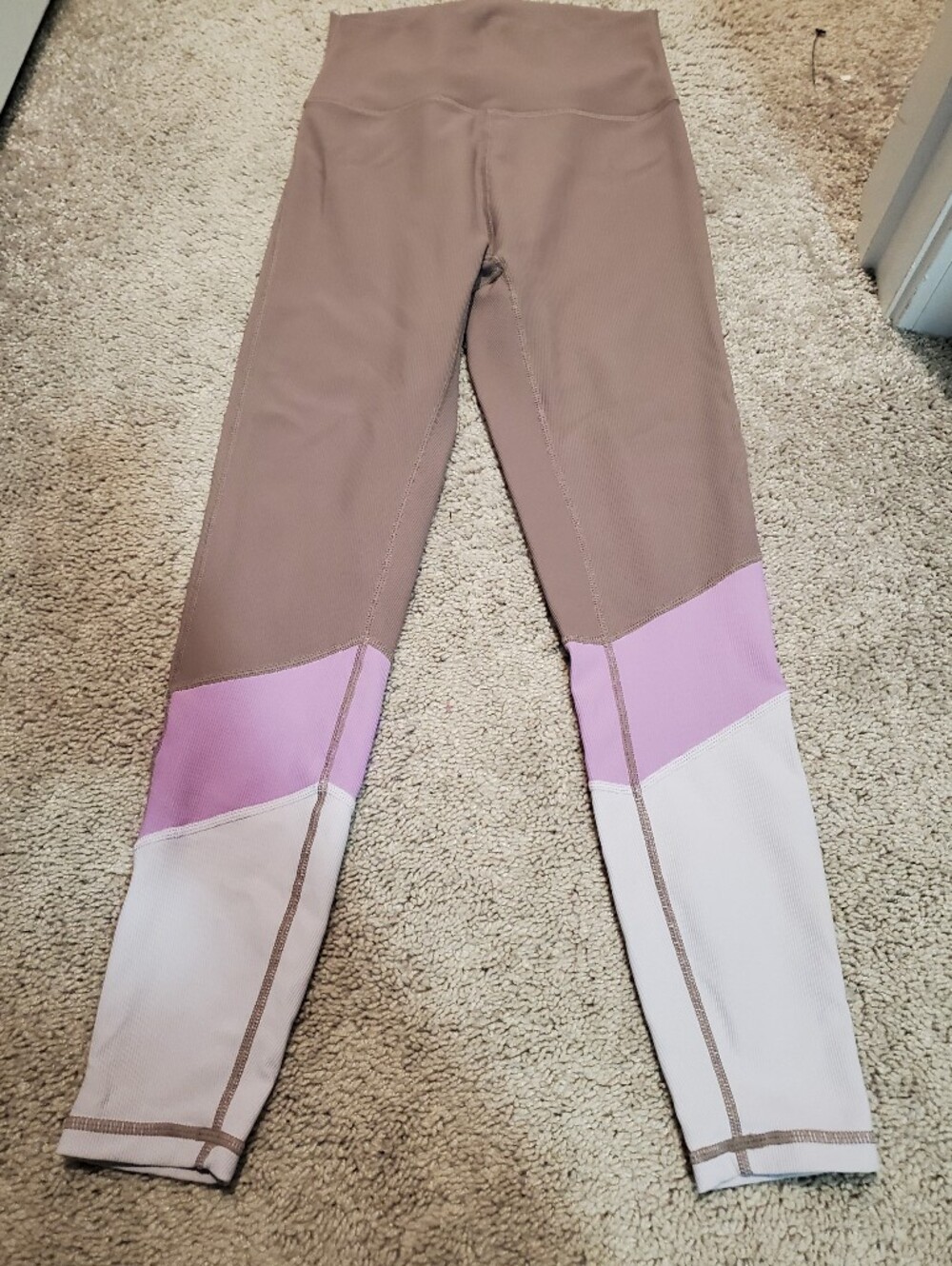 Wilo Browm And Purple Color Blocked Leggings Size Small